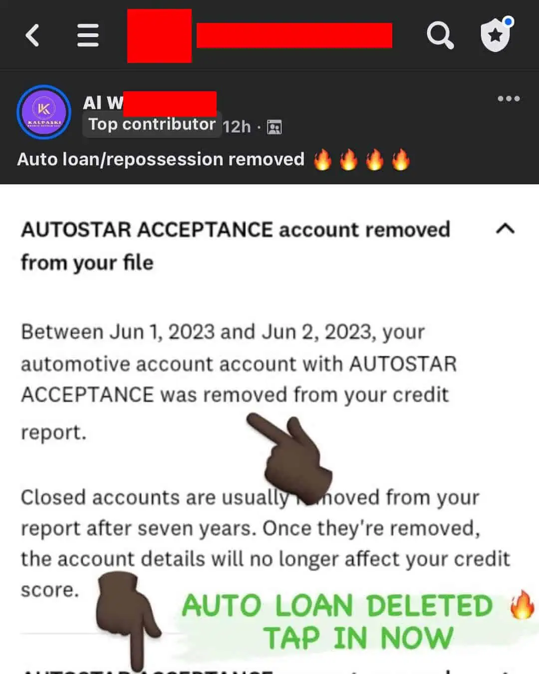 Auto Loan Repossession Deleted